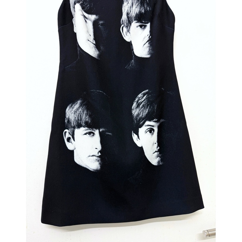 Alice + Olivia The Beatles Clyde Shift Mini Dress Fab Four Portrait Black 0 - Picture 7 of 16